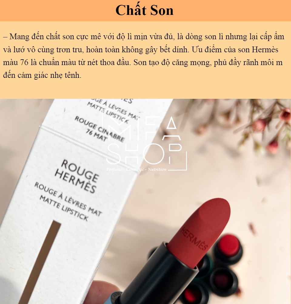 Rouge Hermès - Matte Lipstick 76 Rouge Cinabre