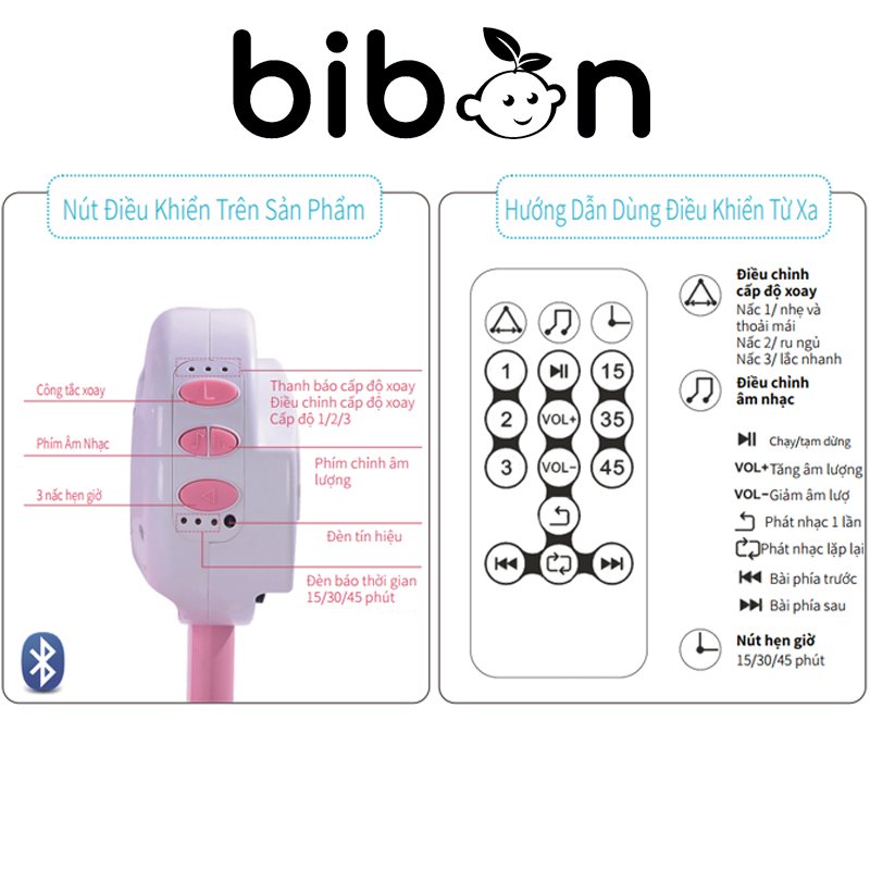 Nôi điện cho em bé sơ sinh Bibon thông minh, noi em be so sinh phát nhạc tự động kèm điều khiển từ xa, giường ngu tre em có đệm, gối, rèm chống muỗi siêu tiện lợi- Bảo hành 1 năm