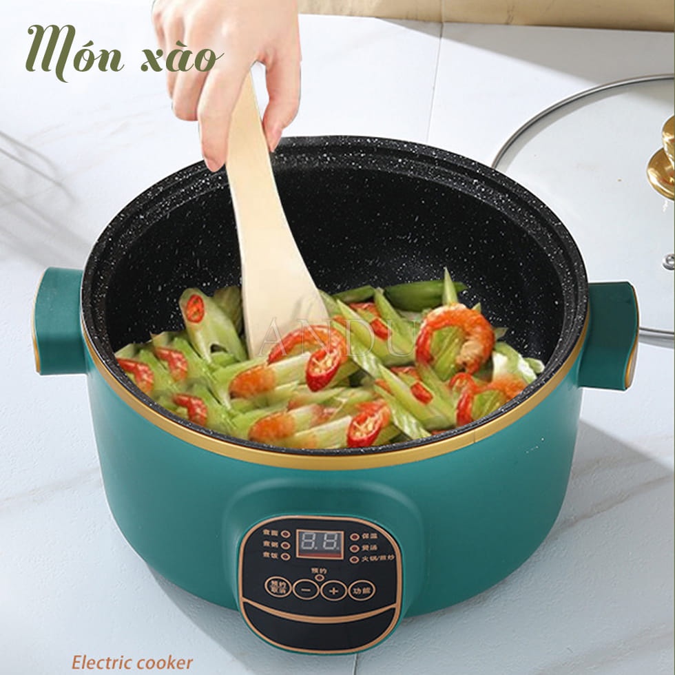 Nồi Lẩu Điện Đa Năng Shanban Cao Cấp, Vỏ Chịu Nhiệt Cao, Độ Bền Cao, Lòng Nồi Tráng Men Chống Dính, Phủ Lớp Vân Đá Cao Cấp Chống Dính Cực Hiệu Quả,Tay Cầm Chống Nóng Bỏng Cao Cấp, Dễ Dàng Vệ Sinh, BH 12 Tháng