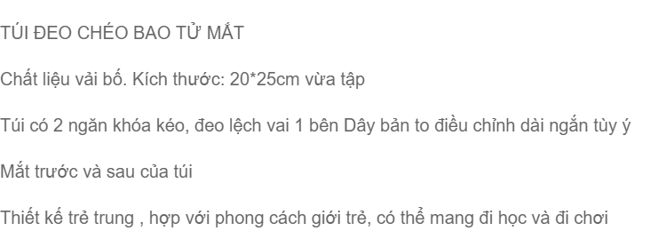 Túi đeo chéo thời trang 2 con mắt ! tặng kèm 1 khẩu trang Pitta MAsk