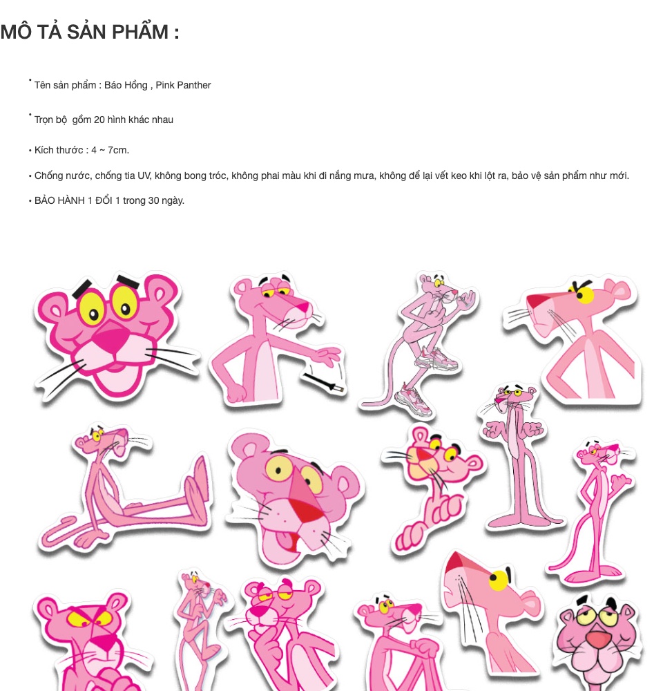 Sticker Pink Panther Hình Dán Chủ Đề Báo Hồng Ngộ Nghĩnh Hài Hước ...