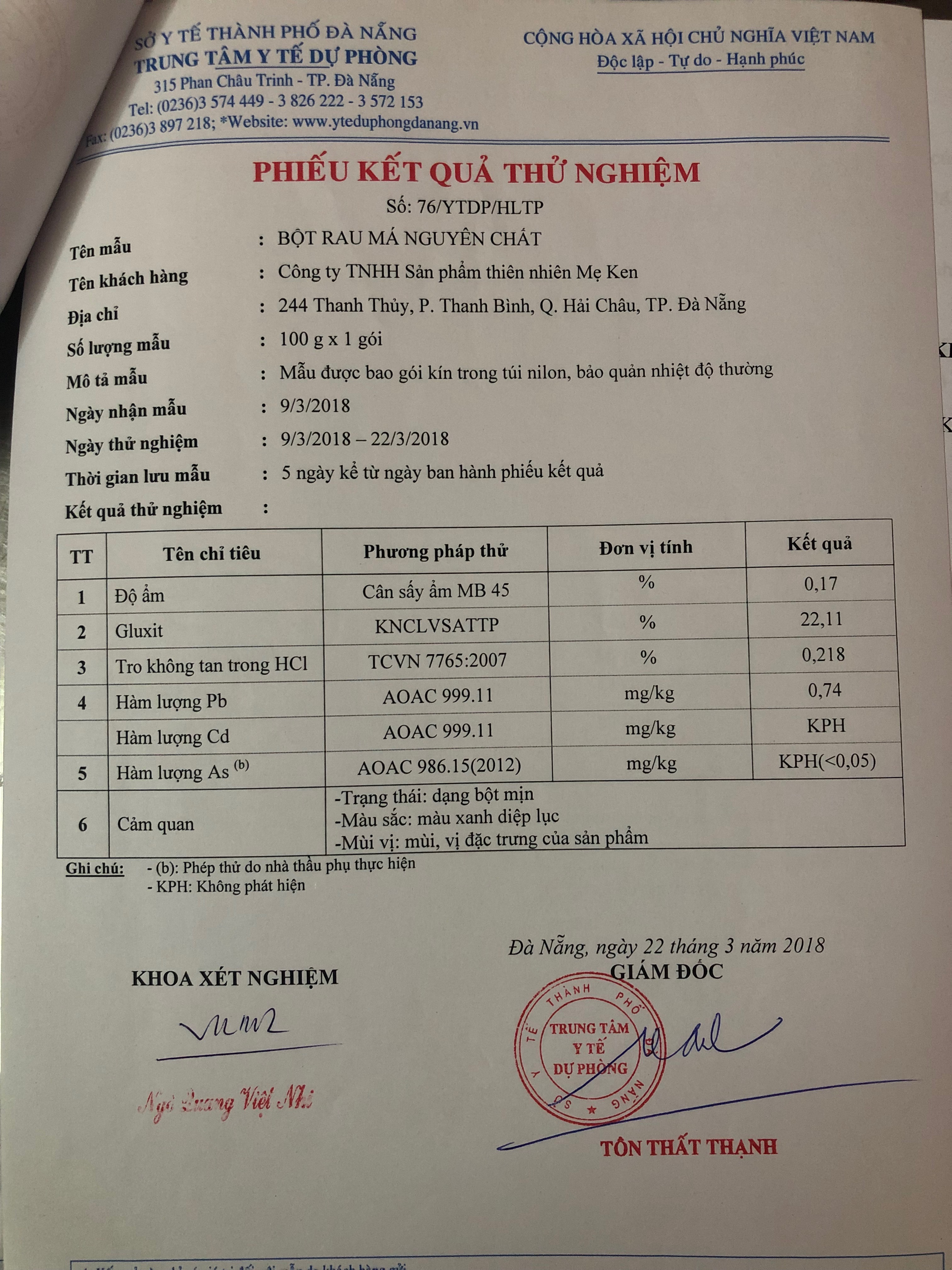 Bột rau má nguyên chất Mẹ Ken 100 gr