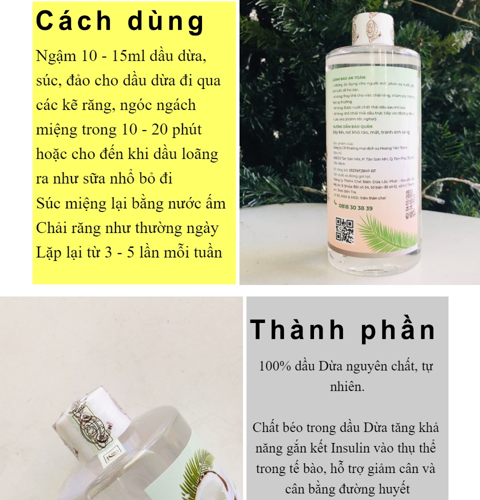 Dầu Dừa Súc Miệng Dr.Phi Chại 300ml  - Chiết Xuất Tươi Nguyên Chất 100% - cvspharmacy