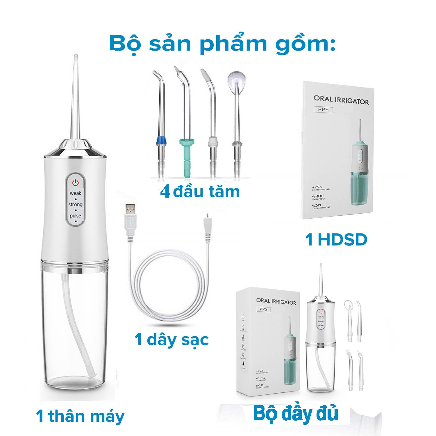 Máy Tăm Nước Oral Irrigator Cầm Tay, Máy Tăm Nước Vệ Sinh Răng Miệng Power Floss, Dụng cụ vệ sinh răng miệng, Dụng Cụ Làm Sạch Răng Miệng Xịt, Rửa Răng Thông Minh Power Floss