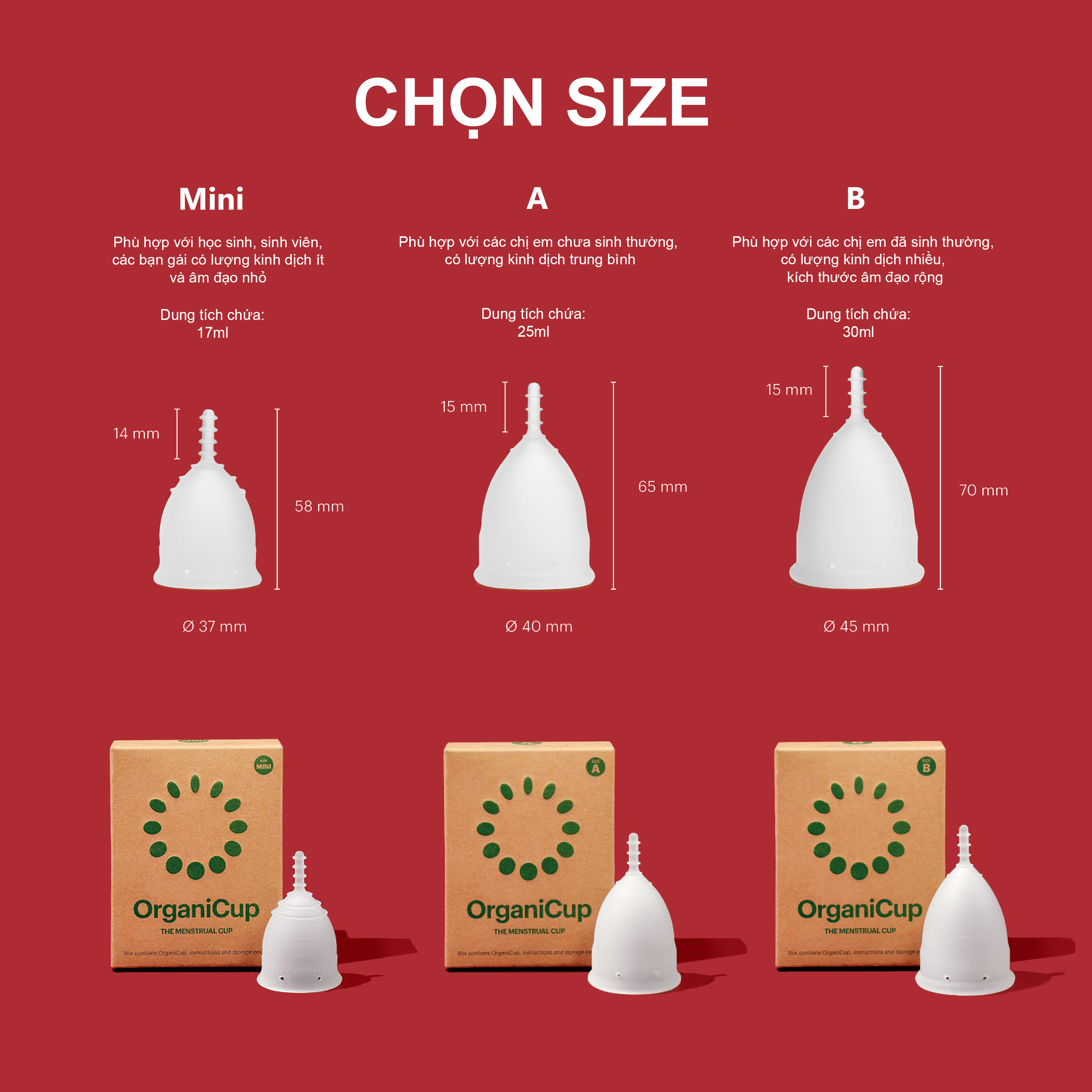 Cốc nguyệt san OrganiCup [Size B] - Nhập khẩu Đan Mạch