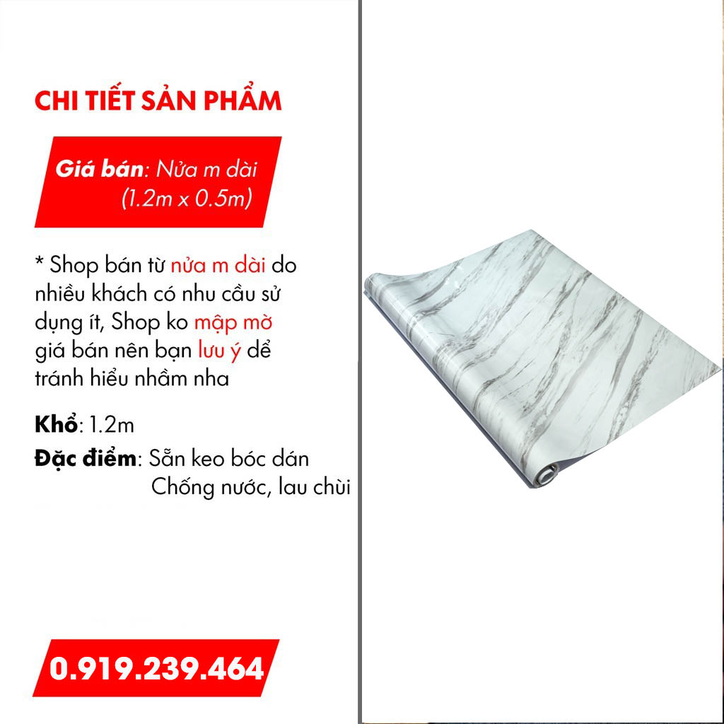 Giấy dán tường bếp decal giả đá hoa cương 3D chịu nhiệt chống nước chống dầu mỡ dễ dàng lau chùi