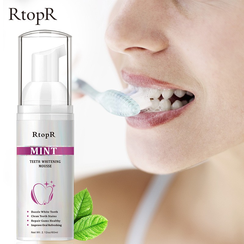 Kem RtopR Bọt Tẩy Trắng Răng Làm Sạch Răng Khử Mùi Hôi Miệng Mousse Teeth Whitening Clean Teeth 60ml