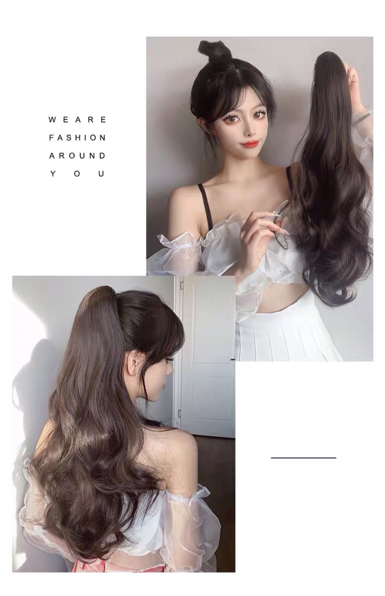 Tóc Giả Ngoạm Xoăn Dài, Đuôi Tóc Giả Cao Cấp Phong Cách Tiểu Thư Cho Nữ