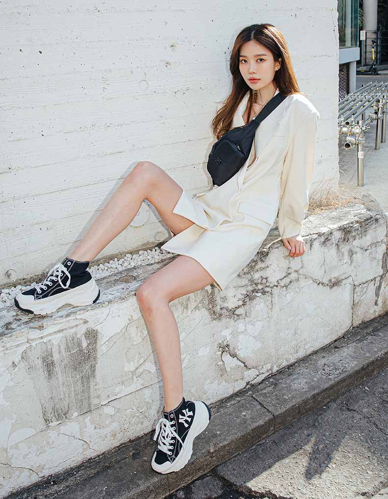 Giày MLB Chunky High New York Yankees Black Màu Đen