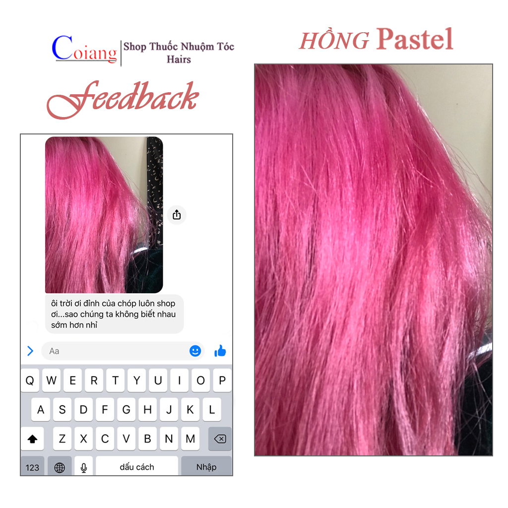 Thuốc nhuộm tóc màu HỒNG PASTEL tặng thuốc tẩy sử dụng tại nhà nhiều thảo dược coiang88