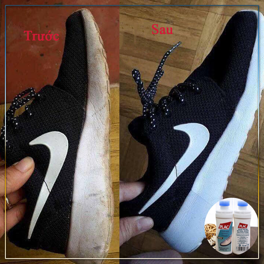 Chai xịt tẩy trắng giày dép túi xách Plac - Loại có đầu Chà Nước Lau Giày Plac