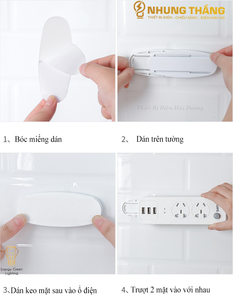Miếng Dán Tường Dạng Trượt - Treo Ổ Cắm Điện-  Modem Wifi - Giá Đỡ Treo Tường Cố Định Ổ Cắm Điện - Có video