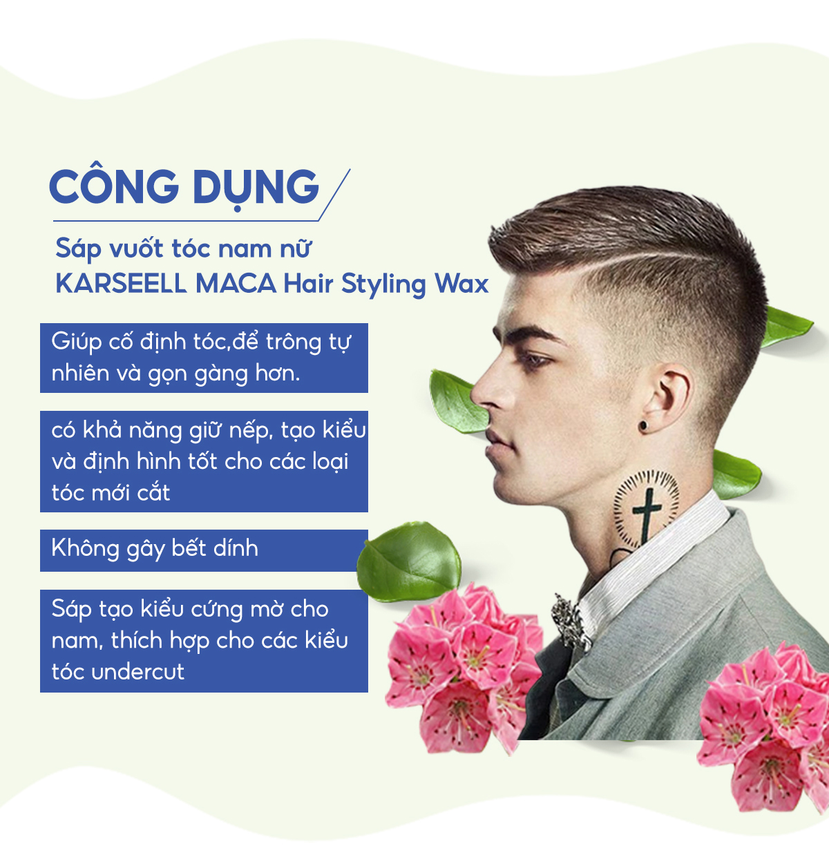 Sáp vuốt tóc nam nữ Karseell Maca Hair Styling Wax 100g, chăm sóc giữ nếp tóc