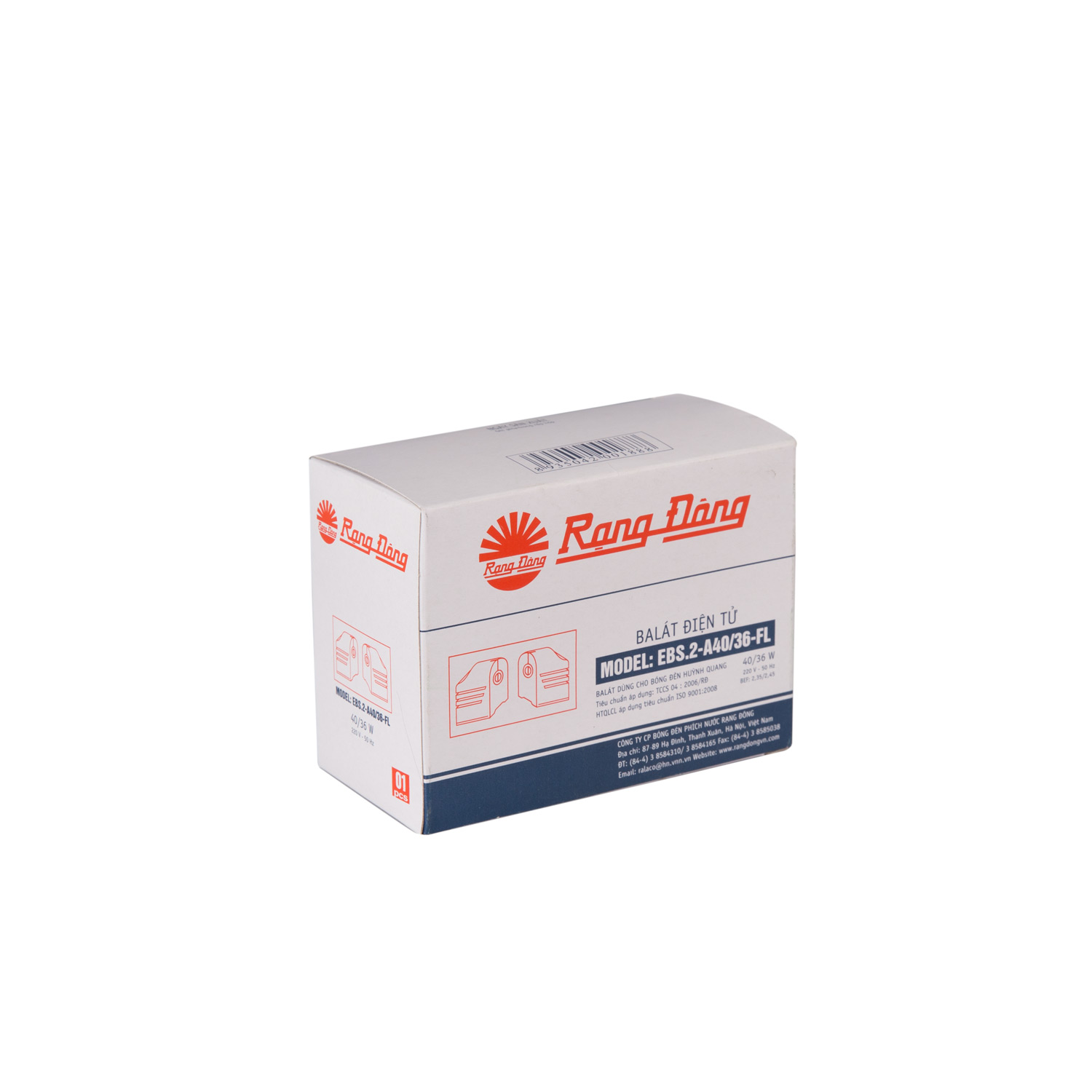 Balát Chấn lưu điện tử 2 Đầu RẠNG ĐÔNG EBS.2 - A40/36 FL - Máng tuýp 1.2m