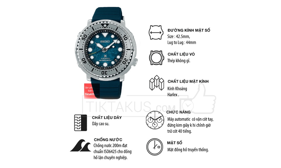 Seiko Prospex “Save The Ocean Antarctica” Baby Tuna SRPH77K1 Limited  Edition Đồng hồ nam Automatic size 43mm dây cao su vỏ thép không gỉ phiên  bản giới hạn chống nước 200m trữ cót 40 tiếng - Tiktakus 