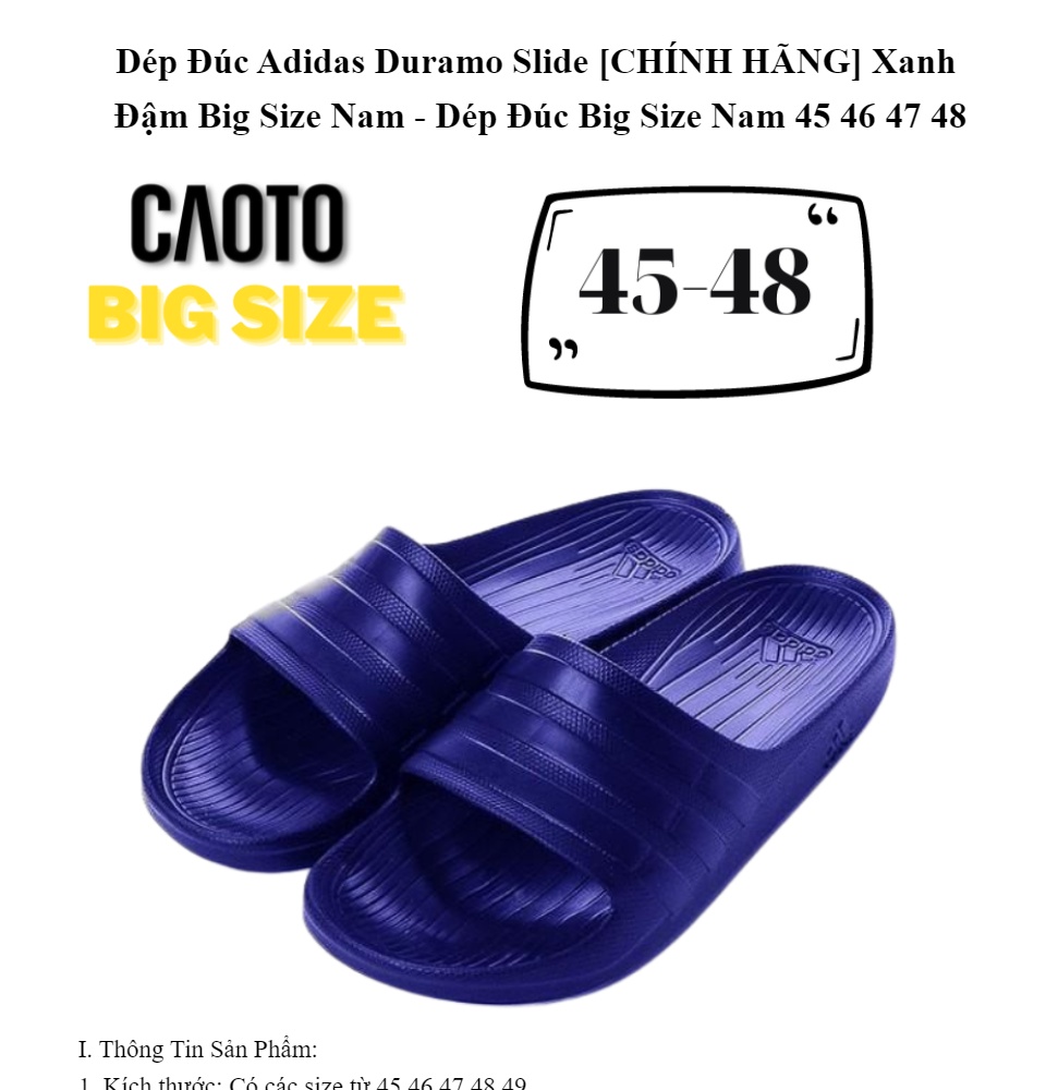 Dep uc Adidas Duramo Slide CHINH HANG Xanh m Big Size Nam Dep uc Big Size Nam 45 46 47 48 Lazada.vn