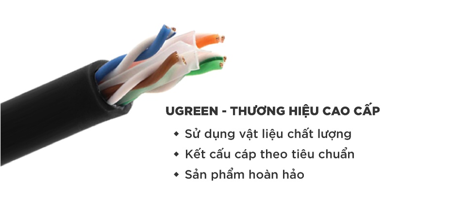 Thùng cáp mạng UGREEN bấm sẵn CAT6 24AWG dài 40m 11285 - Lõi đồng nguyên chất, hiệu suất đến 500 MHz Thùng cáp mạng UGREEN bấm sẵn CAT6 24AWG dài 40m 11285 - Lõi đồng nguyên chất, hiệu suất đến 500 MHz