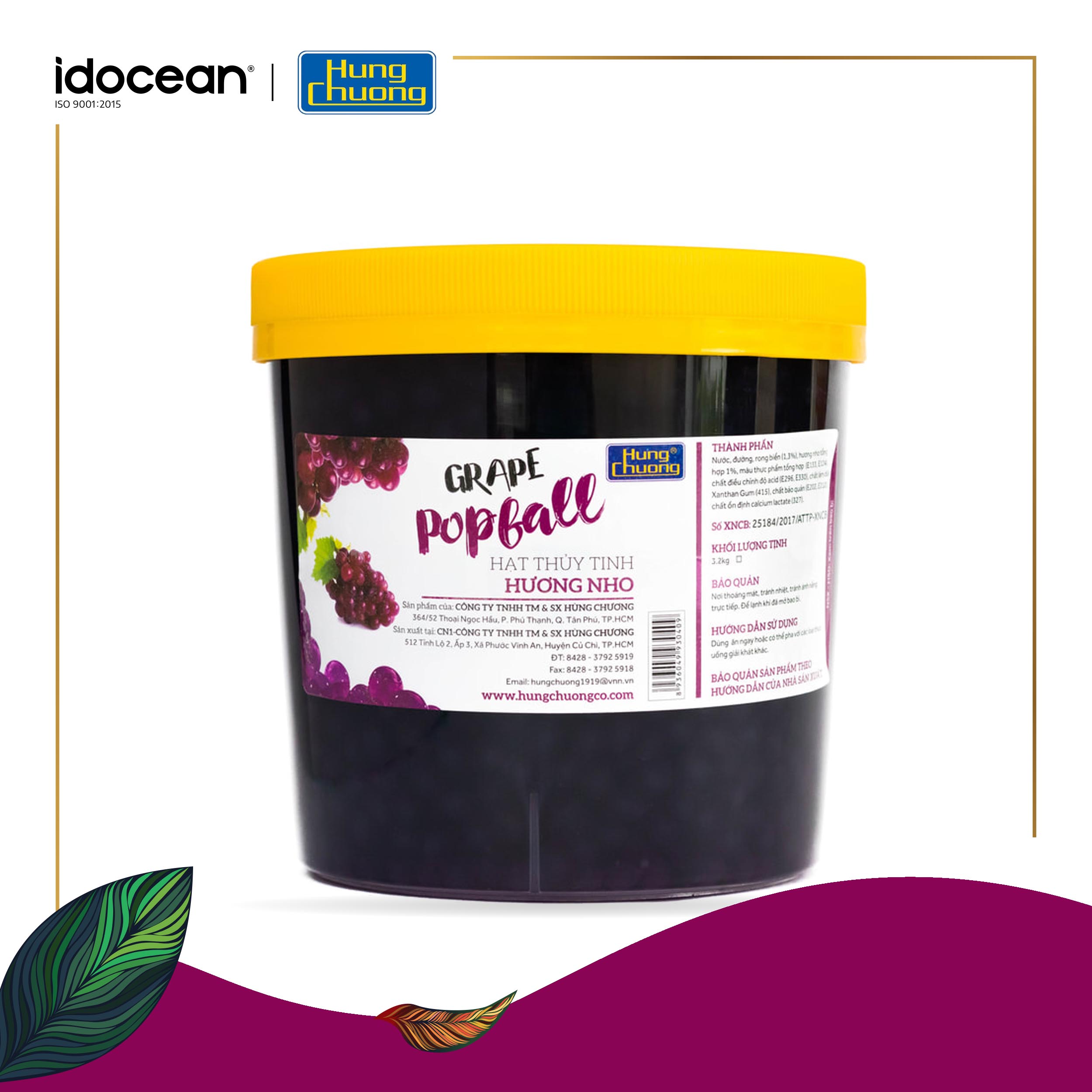 Hạt Thủy Tinh Nho - Hùng Chương - 1kg & 3.2kg - Topping tuyệt hảo cho thức uống (trân châu, hạt jelly, thạch jelly, topping trà sữa - trà trái cây)