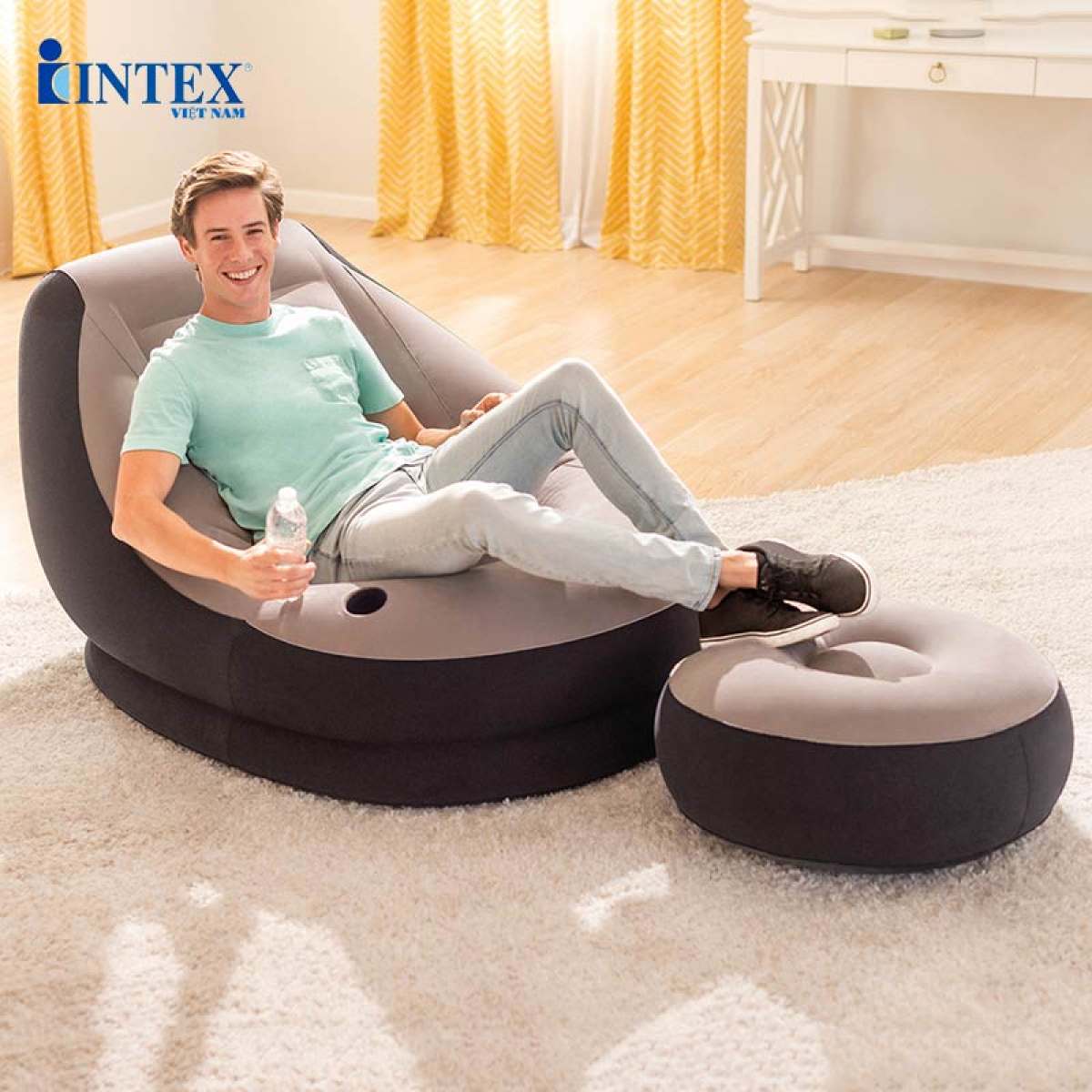 Ghế Hơi Intex - Ghế Tựa Lưng - Giường Hơi, Nệm Hơi Cao Cấp. Ghế Hơi Intex Vỏ Nhung, Thiết Kế Sang Trọng, Thích Hợp Cho Thư Giãn Nghỉ Ngơi Không Kèm Bơm Điện.