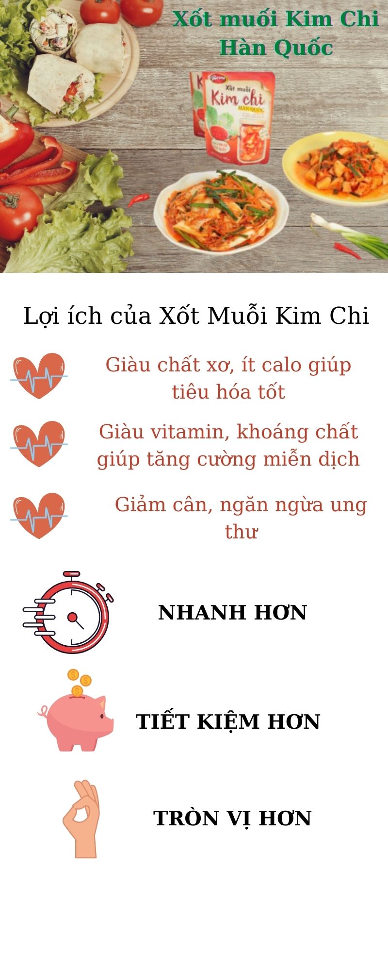 Combo 3 gói Xốt Muối Kim Chi Hàn Quốc Barona 180g TẶNG 1 Hũ Thủy Tinh Cao Cấp (1 lít)