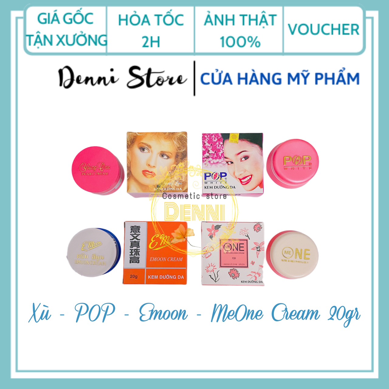 Lẻ hộp 20g kem dưỡng trắng da MeOne - Pop - Emoon - Xù Young one