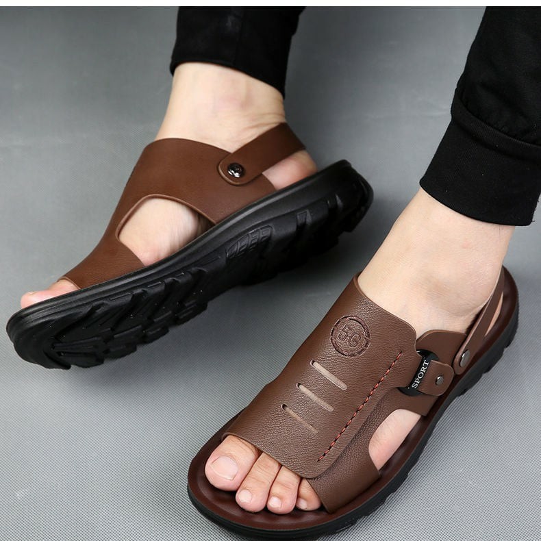 HOÀN TIỀN 15% - [SALE 50%]Dép Quai Ngang Nam Dép Da Nam Đế  Cao Su Đúc Siêu Bền Dép Nam Da Cao Cấp Kiểu Dáng Trẻ Trung Tuyệt Đẹp Dễ Phối Đồ Có Đế Cao Su Chống Trơn Trượt