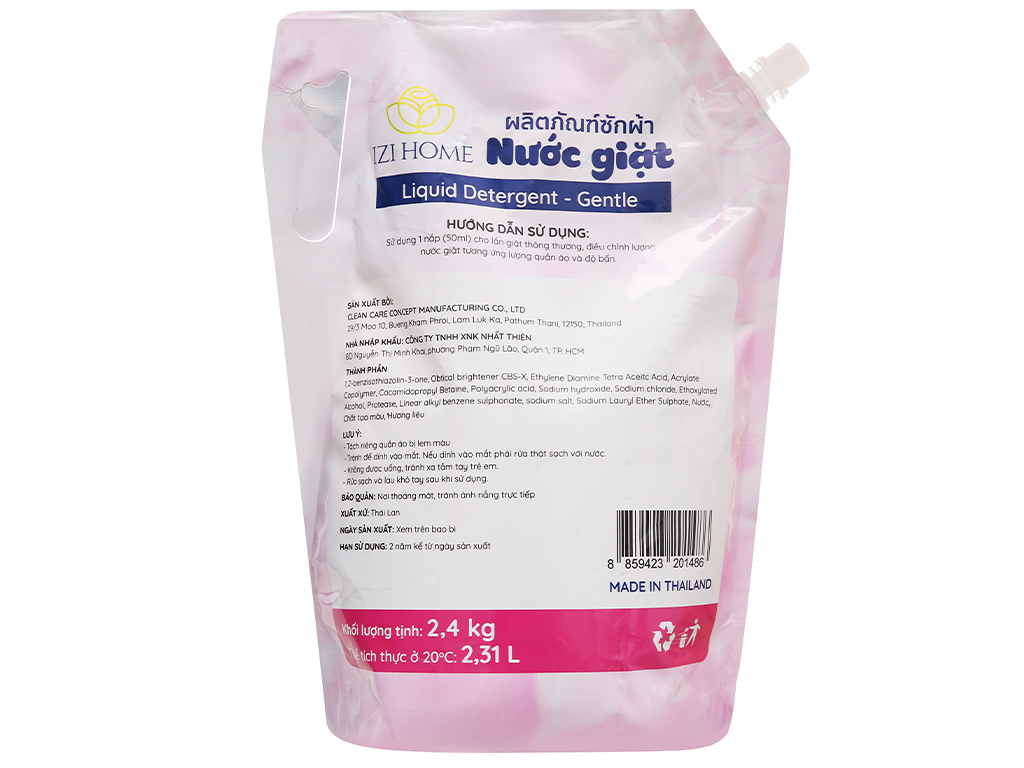 Nước giặt IZI HOME hương hoa dịu nhẹ túi 2.4 lít BH10