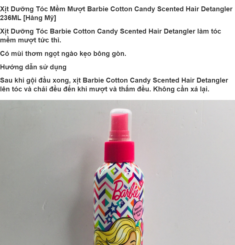 Barbie cotton candy discount scented hair detangler spray