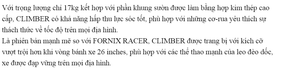 Xe đạp địa hình Fornix CLIMBER Khung Sườn hợp kim thép cao cấp Bộ truyền