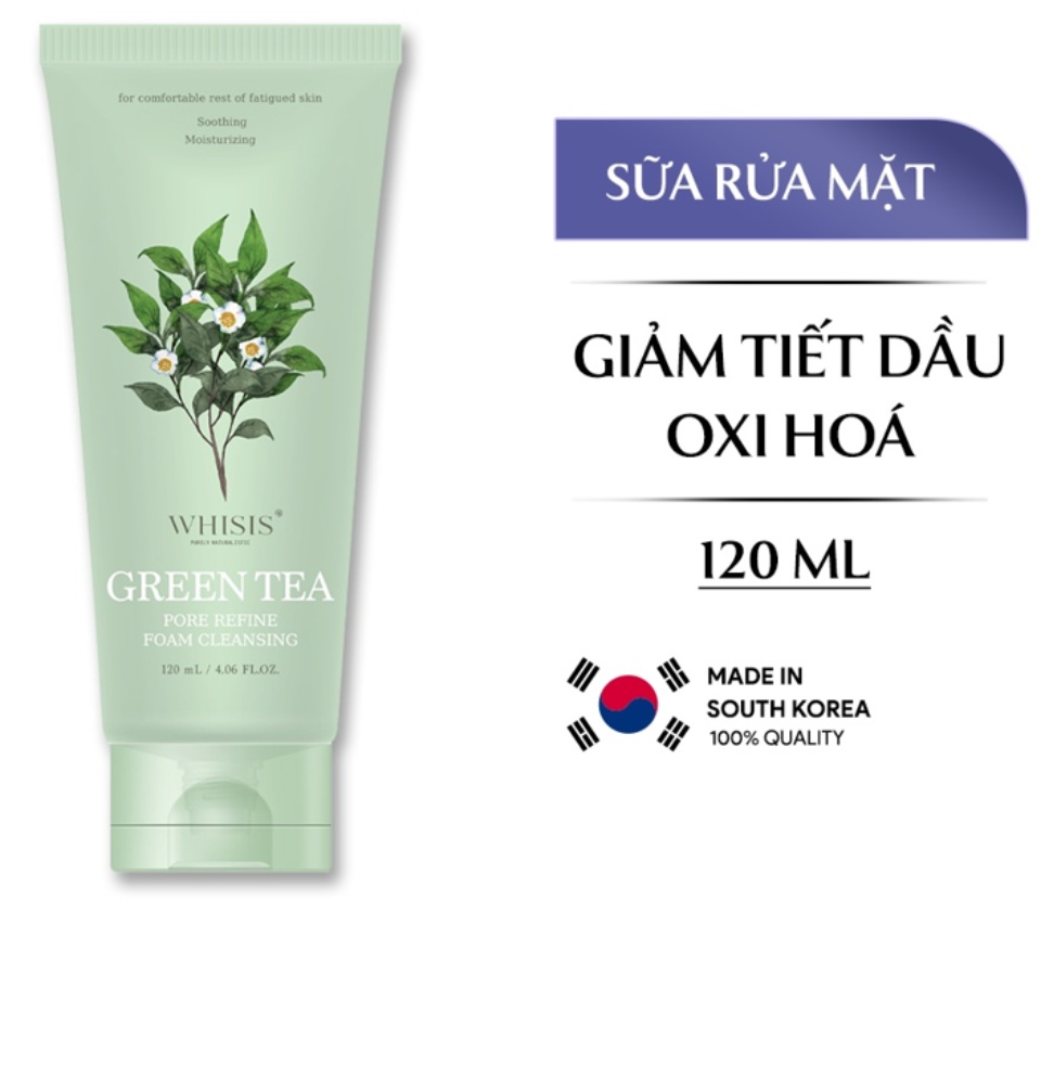 Sữa Rửa Mặt Trà Xanh WHISIS Hàn Quốc Green Tea Pore Refinee Foan Cleansing  Giúp Giảm Mụn Làm Sạch Sâu Lỗ Chân Lông 120ml | Lazada.vn