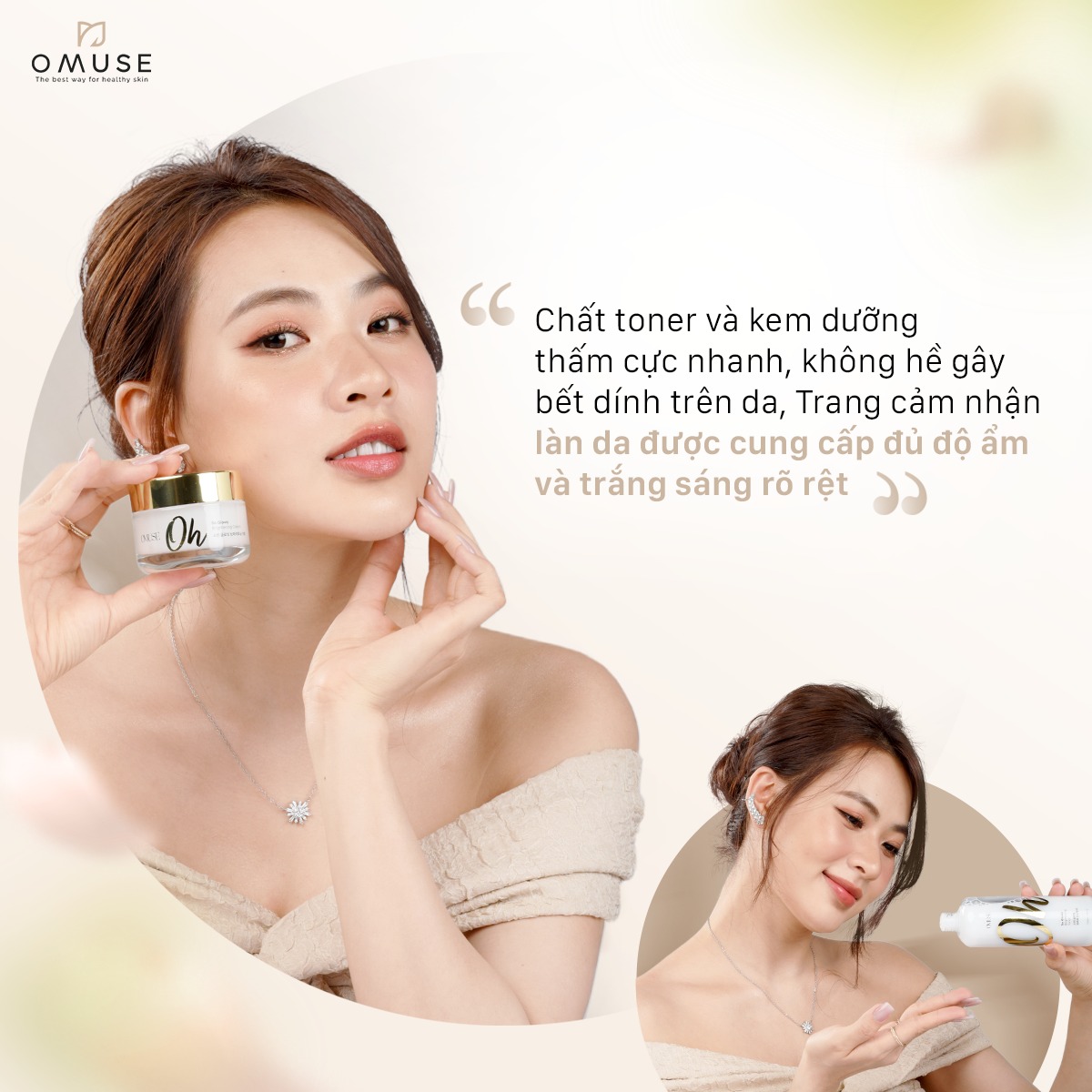 Kem dưỡng trắng, cấp ẩm và phục hồi da O’Muse Oh So Glowy Brightening Cream 50ml