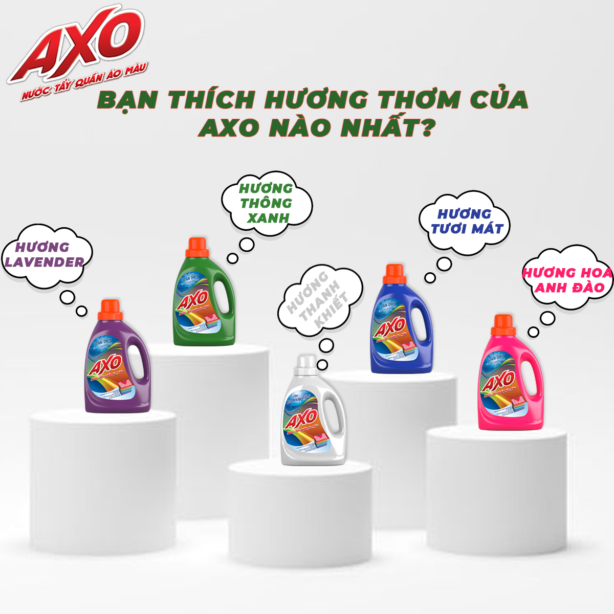 Nước Tẩy Quần Áo Màu AXO Hương Thông Xanh Chai 800ML