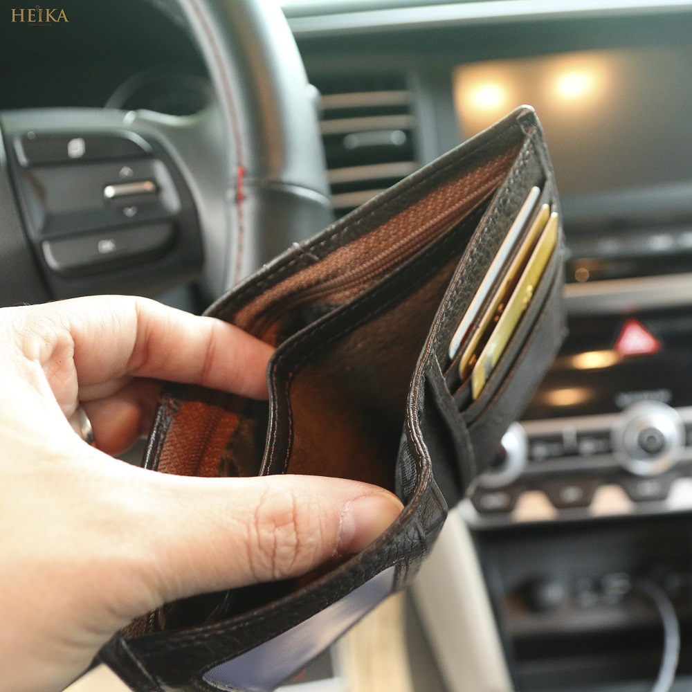 Ví Nam / Bóp Nam  Ví Da Nam / Bóp Da Nam Giá Tận Xưởng Có 3 Ngăn Lớn 1 Khóa Kéo 7 Ngăn Nhỏ Bỏ Vừa Tất Cả Các Loại Giấy Tờ, Bảo hành 24 tháng, thương hiệu Heika