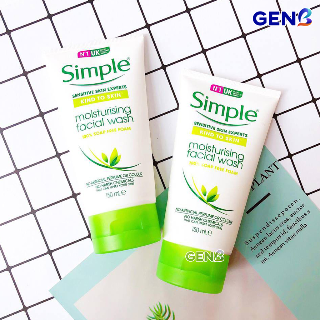 Bộ Sản Phẩm Chăm Sóc Da Simple Skincare CHÍNH HÃNG- Sữa Rửa Mặt Simple Da Dầu Mụn, Srm Da Khô, Nước Tẩy Trang, Nước Hoa Hồng Toner Simple cho Da hỗn hợp/nhạy cảm, Kem Dưỡng Ẩm Da Mặt, Tẩy Tế Bào Chết, Combo Simple Mỹ Phẩm GENB
