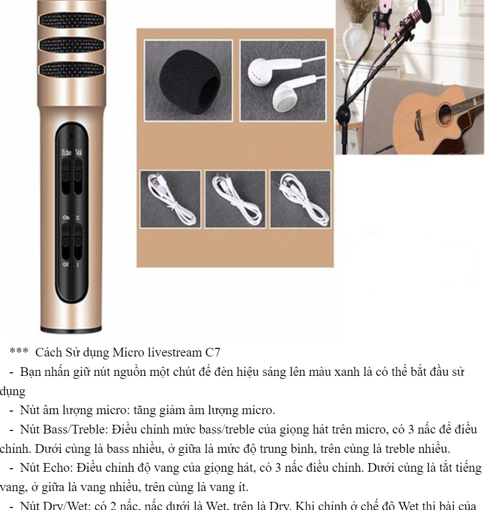 Micro Thu Âm Karaoke Live Stream Bản Nâng Cấp - MICRO LIVESTREAM C7 THU ÂM