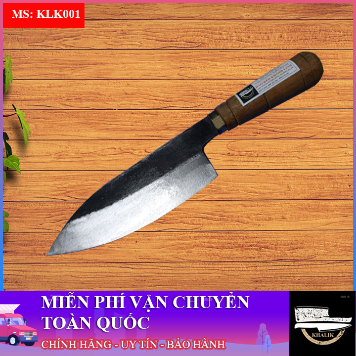 Dao nhọn đa năng, dao vừa chặt vừa thái, dao lọc thịt, lọc cá bằng nhíp xe chuẩn, cán gỗ lim  - dao Đa Sỹ - Khánh Linh - KLK001