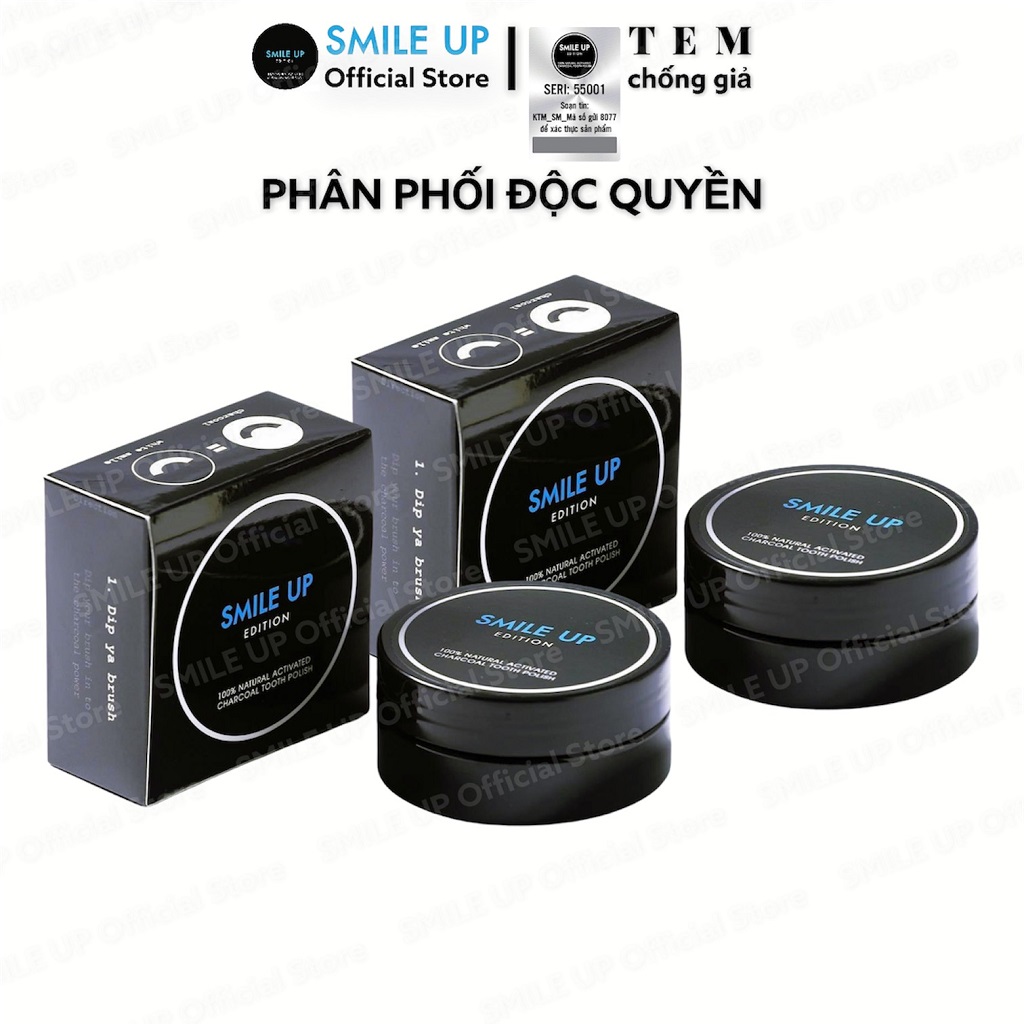 Than hoạt tính trắng răng SMILE UP loại bỏ ố vàng - thơm miệng 100G