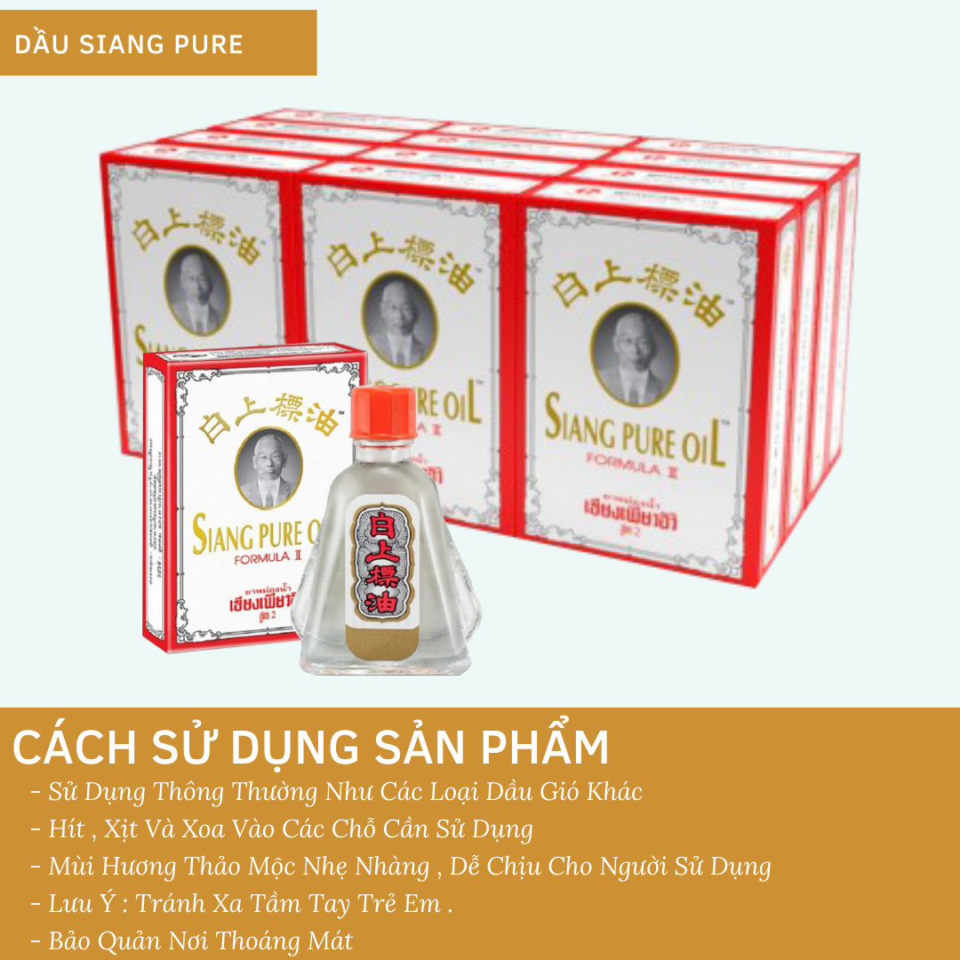 Dầu gió trắng ông già Siang Pure Formula 2 II Thái Lan Đủ Size (3-7-25ml)