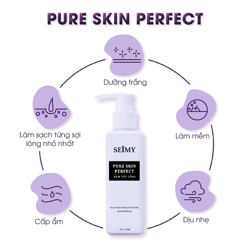 Combo Kem Tẩy Lông_ Seimy Pure Skin Perfect ( Gồm kem và serum dưỡng) Triệt Sạch Lông Chỉ Sau 5 Phút sử dụng