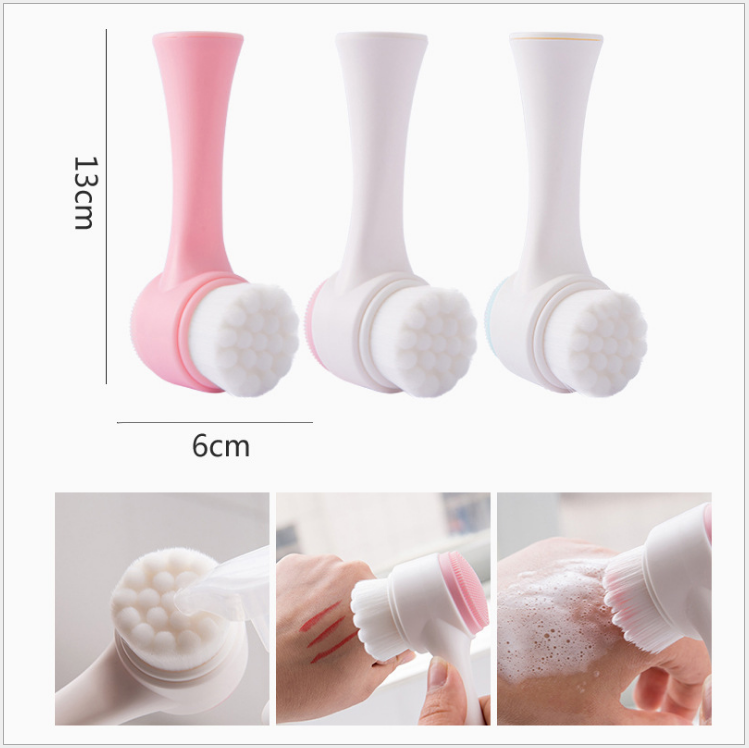 Cọ Rửa Mặt 2 Đầu, Cọ Massage Cầm Tay Làm Sạch Da Mặt