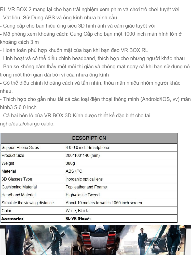 Kính thực tế ảo Vr Box RL 2 và tay game Andoird Bluetooth 3.0 tặng tai nghe J5, mang lại trải nghiệm và chơi trò chơi tuyệt vời 1