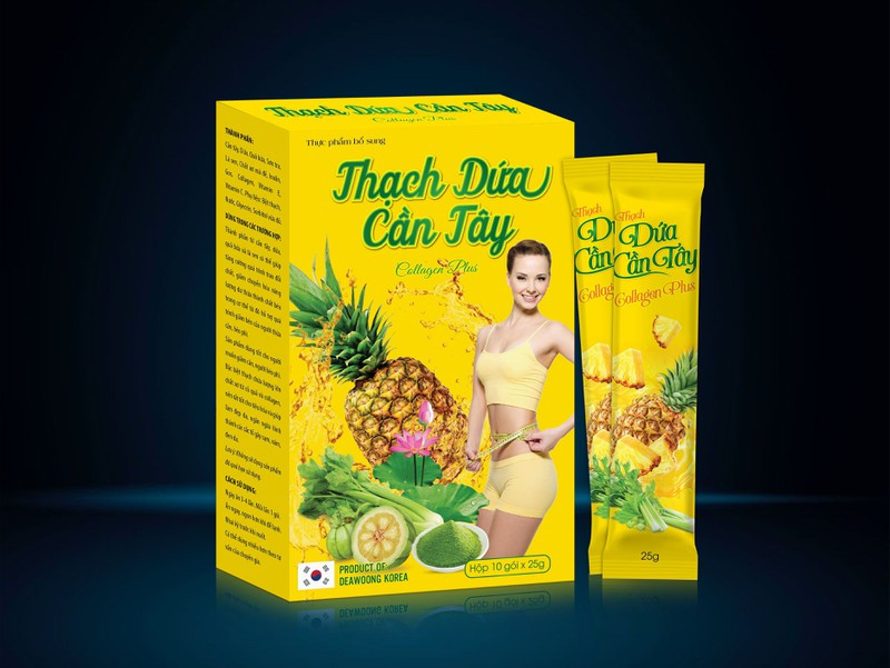 Thạch Dứa Cần Tây Collagen- Giúp Giảm Mỡ, Kiểm Soát Cân Nặng,Đẹp Dáng , Sáng Da