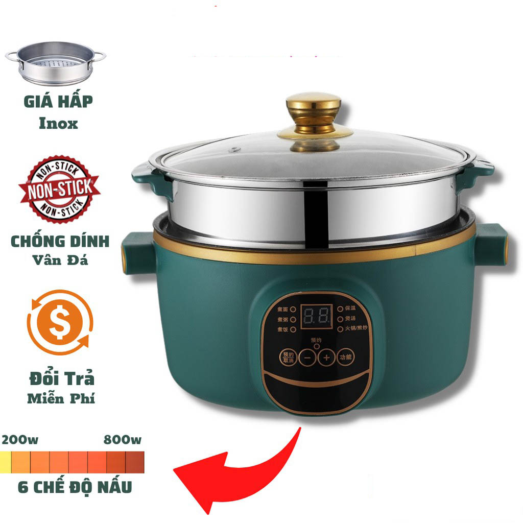 Nồi Lẩu Điện Đa Năng Shanban Cao Cấp, Vỏ Chịu Nhiệt Cao, Độ Bền Cao, Lòng Nồi Tráng Men Chống Dính, Phủ Lớp Vân Đá Cao Cấp Chống Dính Cực Hiệu Quả,Tay Cầm Chống Nóng Bỏng Cao Cấp, Dễ Dàng Vệ Sinh, BH 12 Tháng