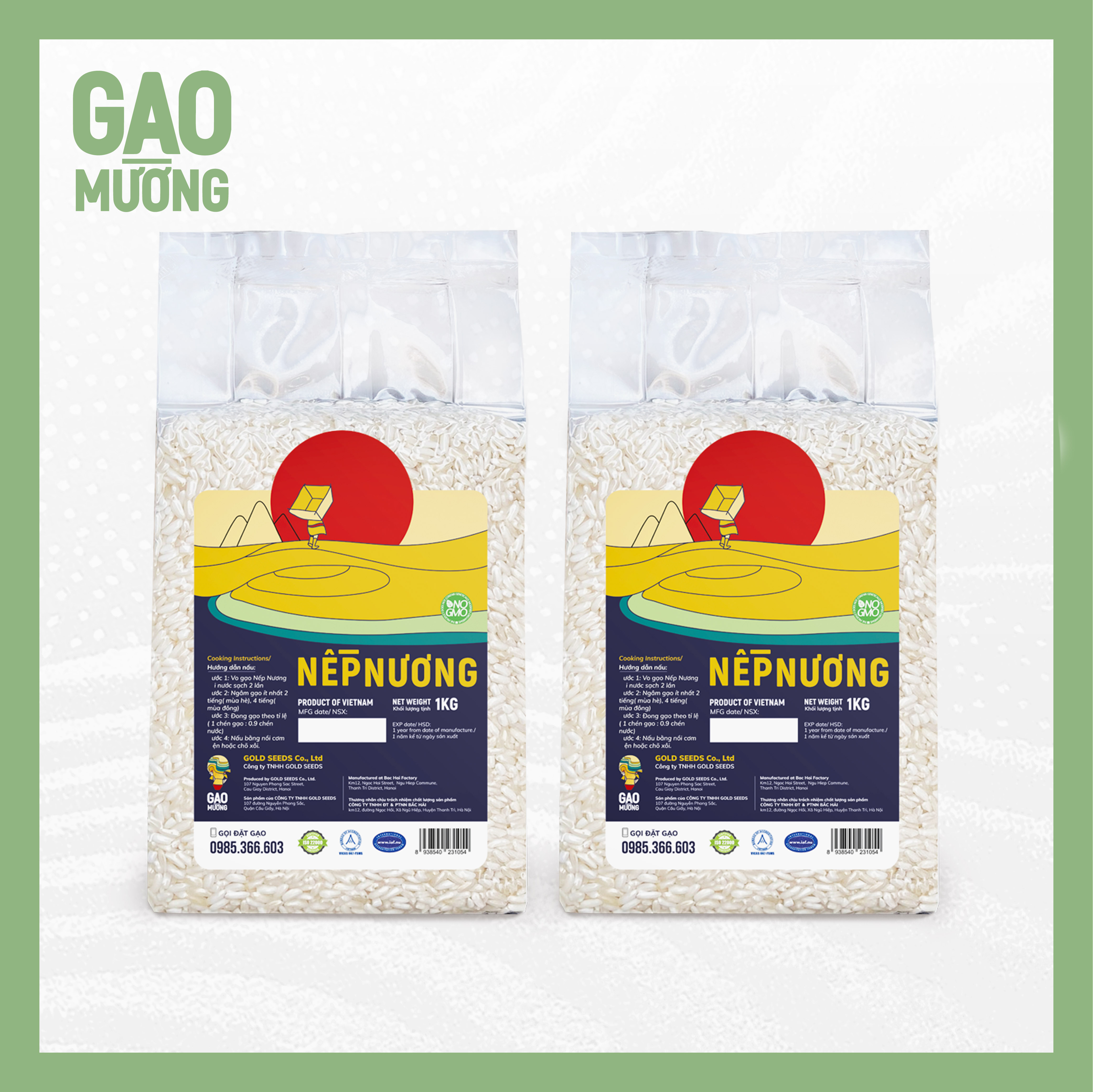 Combo 1kg gạo lứt Séng Cù và 1kg gạo Nếp Nương hút chân không