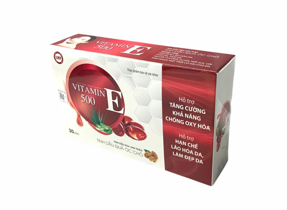 Viên uống đẹp da vitamin E 500- Thành Phần Tinh Dầu Quả Óc Chó, Hoa Anh Thảo Giúp Đẹp Da, Mờ Nám, Cân Bằng Nội Tiết Tố- hộp 30 viên 1