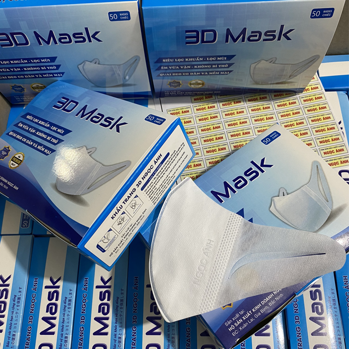 KHẨU TRANG 3D MASK NGỌC ÁNH-KHÁNG KHUẨN TỐT-NGUYÊN LIỆU AN TOÀN-1 HỘP 50C