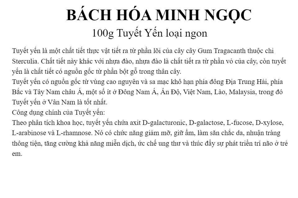 [HCM]100g Tuyết Yến loại ngon