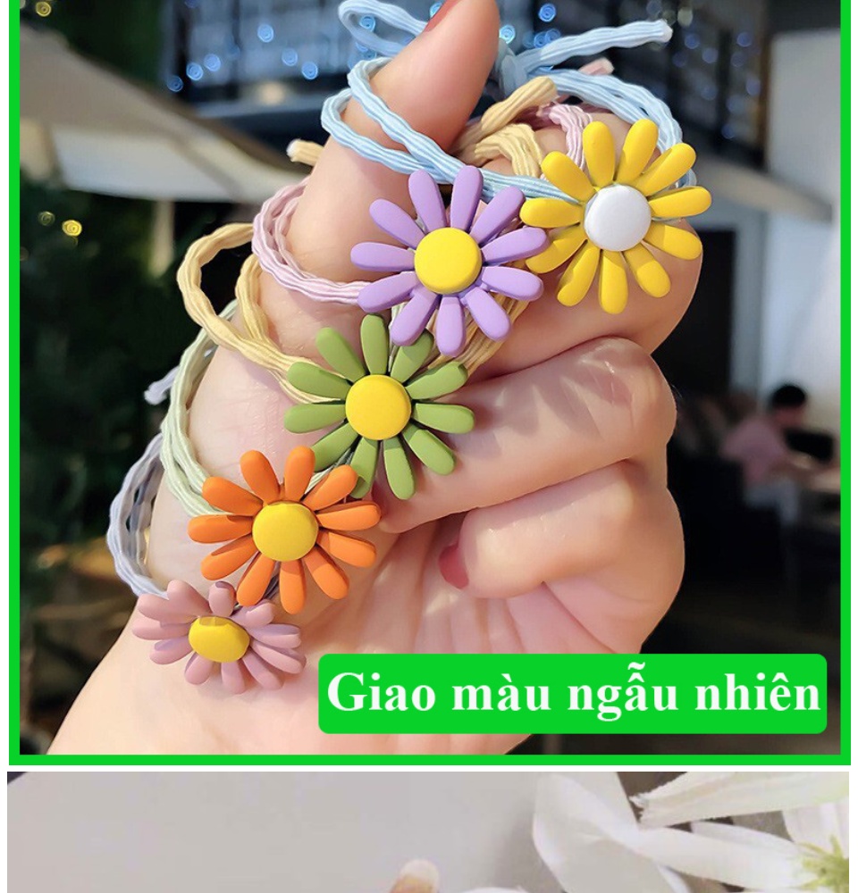 Dây cột tóc dây buộc tóc hoa cúc họa mi nhiều màu siêu bền