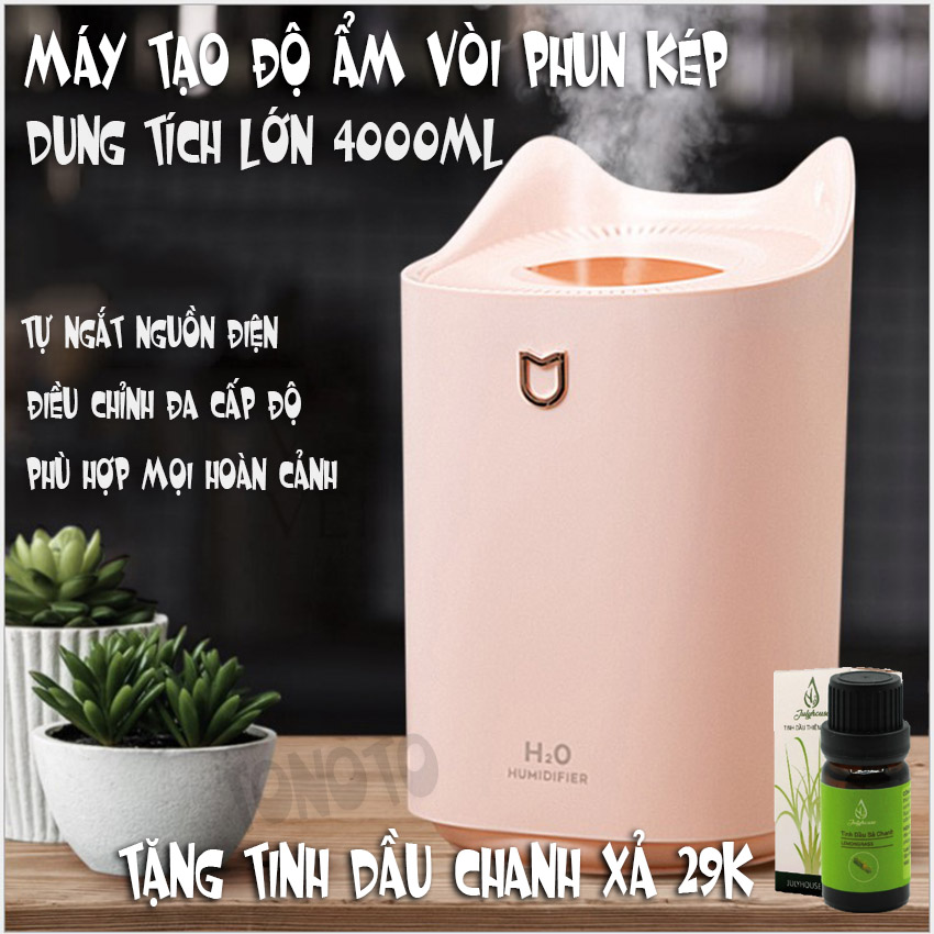 MÁY XÔNG TINH DẦU CỠ LỚN KÈM ĐÈN LED ĐA DẠNG, MÁY PHUN SƯƠNG SIZE TO 4000ML, MÁY KHUẾCH TÁN TINH DẦU DIỆN RỘNG 4000ML, MÁY PHUN TINH DẦU HAI VÒI LÀM CUỘC SỐNG GIẢN ĐƠN, MÁY XÔNG TINH DẦU CỠ LỚN 4000ML - DOYO STORE