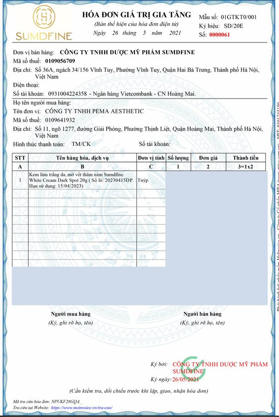 Kem Làm Giảm Vết Thâm Nám - Trắng Da Sumdfine White Cream Dark Spot 20g - Loại Bỏ Da Xỉn Màu, Thâm Nám